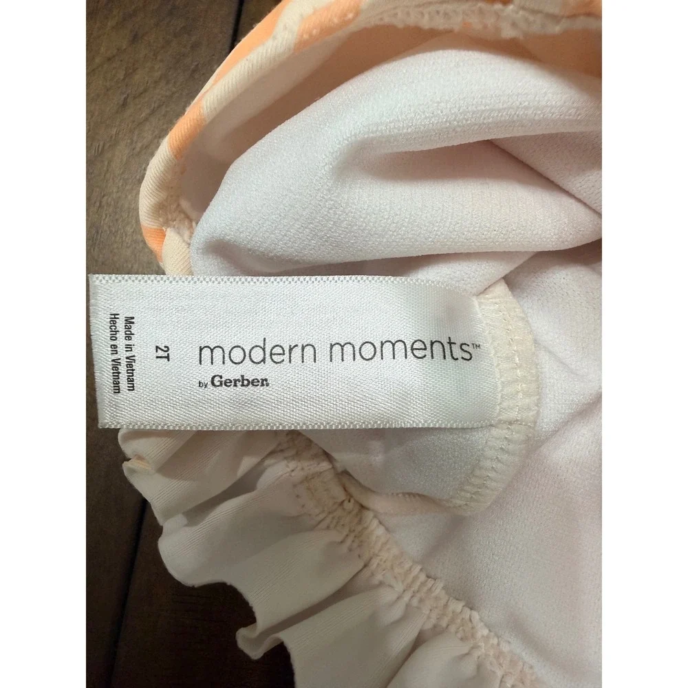 Modern Moments by Gerber Toddler Girls Striped Long Sleeve Swimsuit Peach 2T